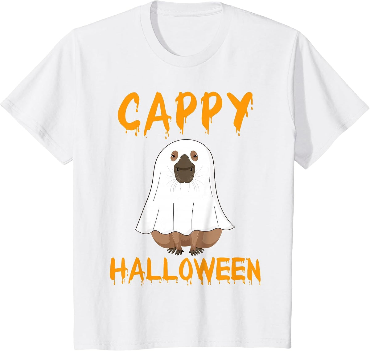 Cappy Halloween Funny Capybara Ghost T-Shirt - White