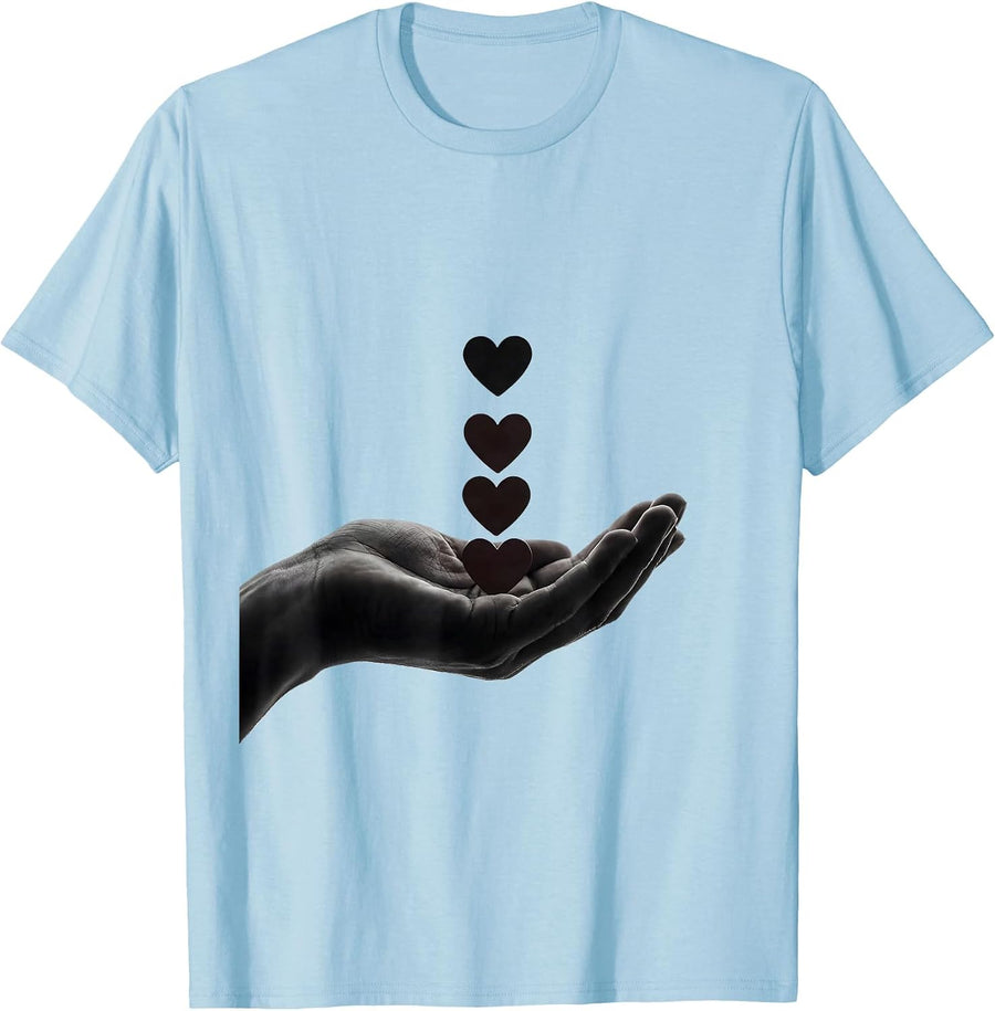 Men's Stacked Hearts Minimalist School Counselor Appreciation Week T-Shirt - Baby Blue