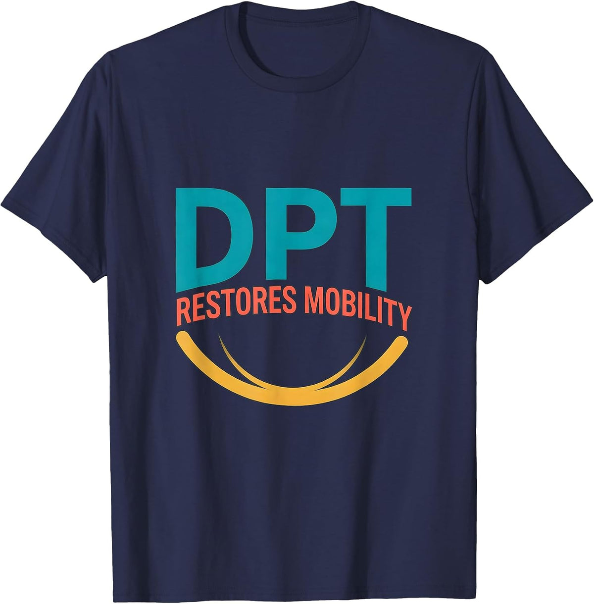 Men's DPT Restores Mobility Flat Vector Physical Therapist T-Shirt - Navy Blue