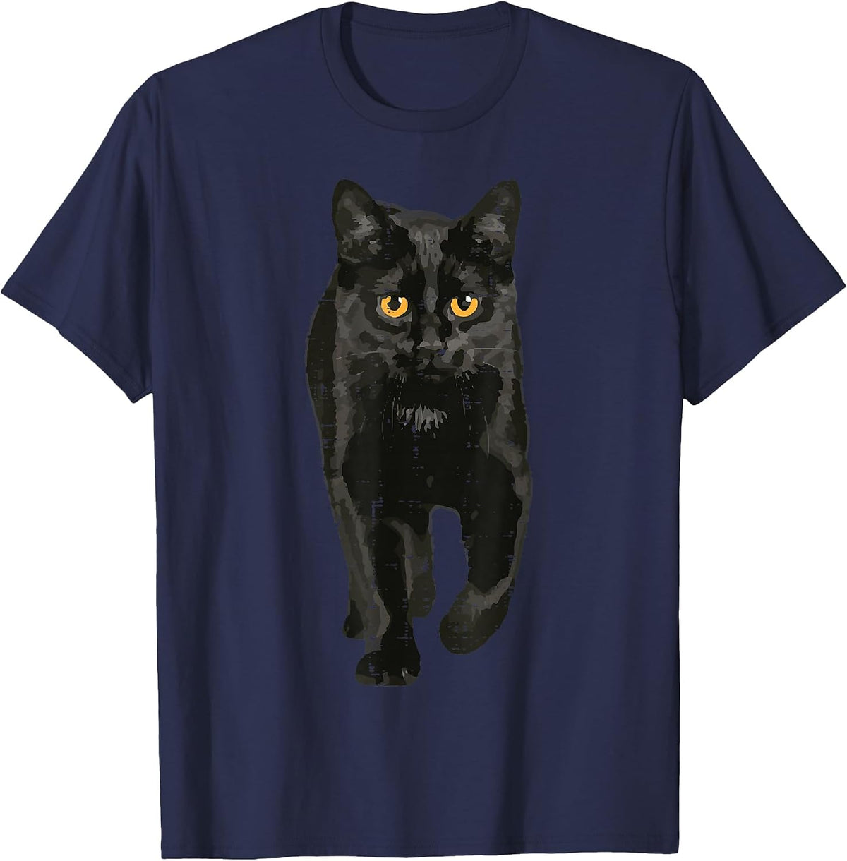 Black Cat Walking Kitten Kitty Halloween Scary Men Women Kid T-Shirt - Navy Blue
