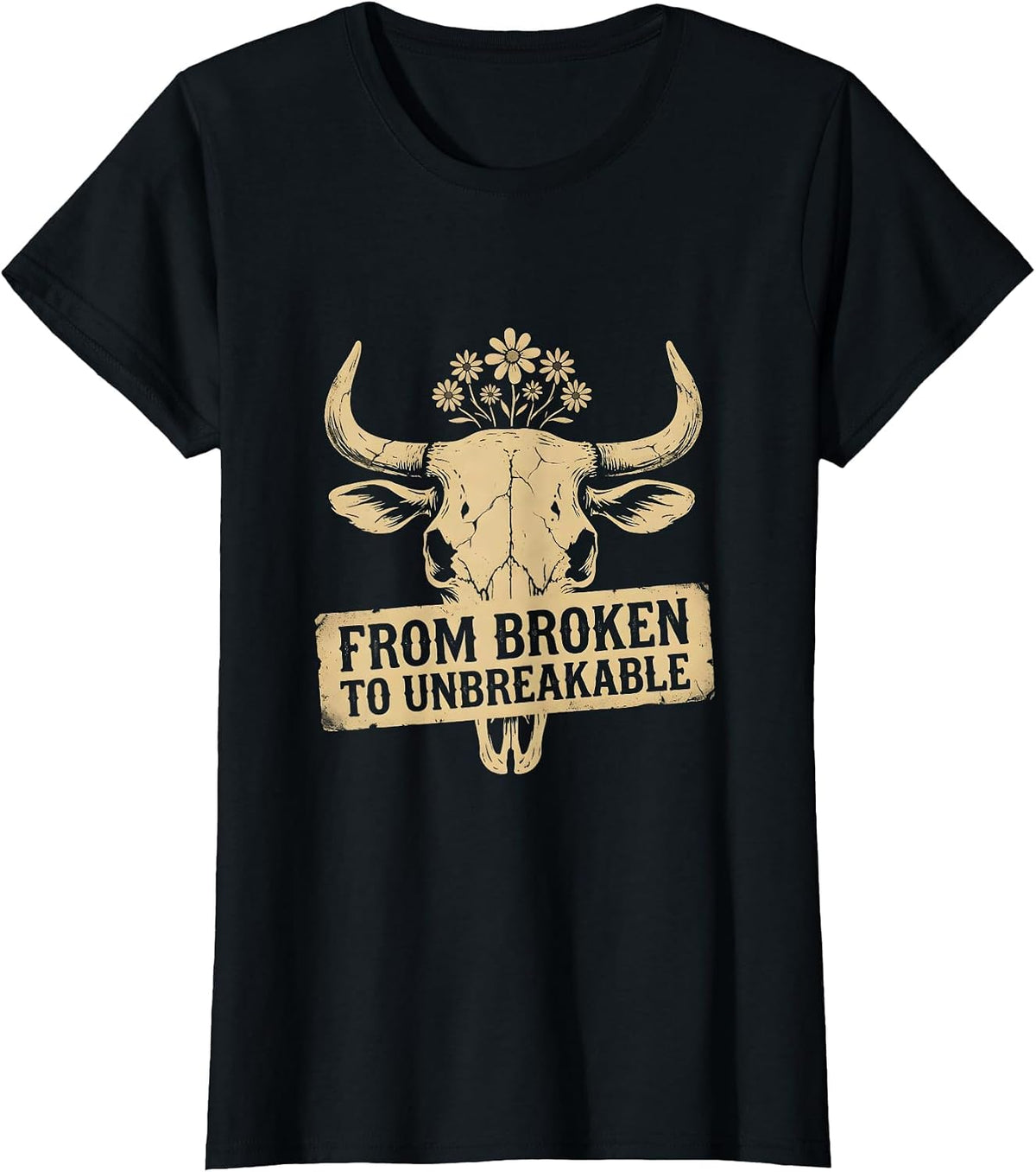 Women's From Broken To Unbreakable Physical Therapy Design T-Shirt - Black