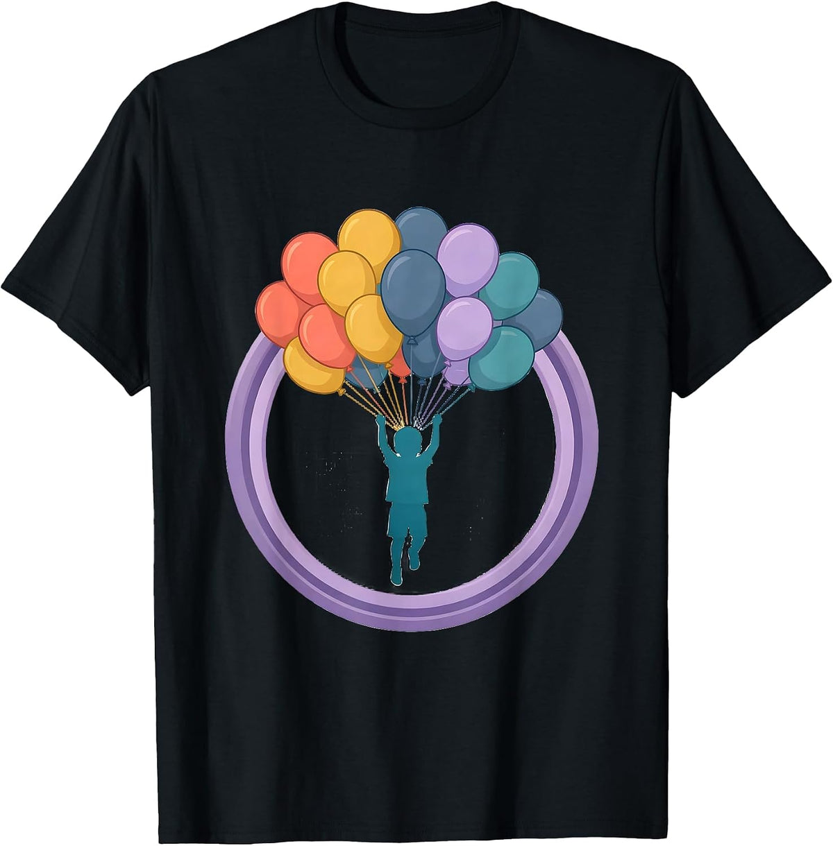 Men's Autism Awareness Child Balloon Float Illustration T-Shirt - Black