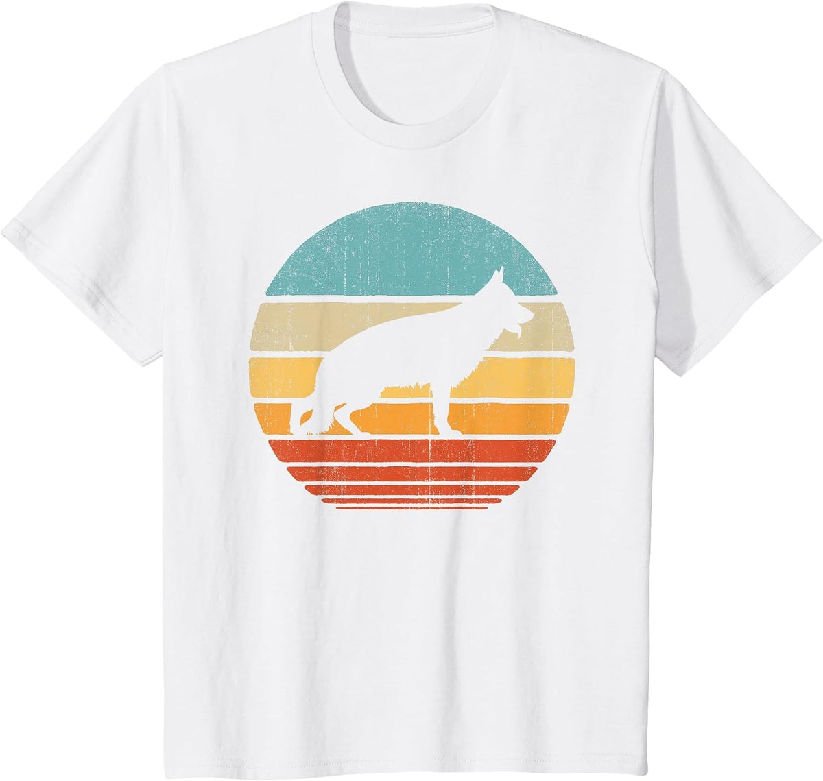 German Shepherd Retro Vintage 60s 70s Sunset Dog Lovers Men T-Shirt - White