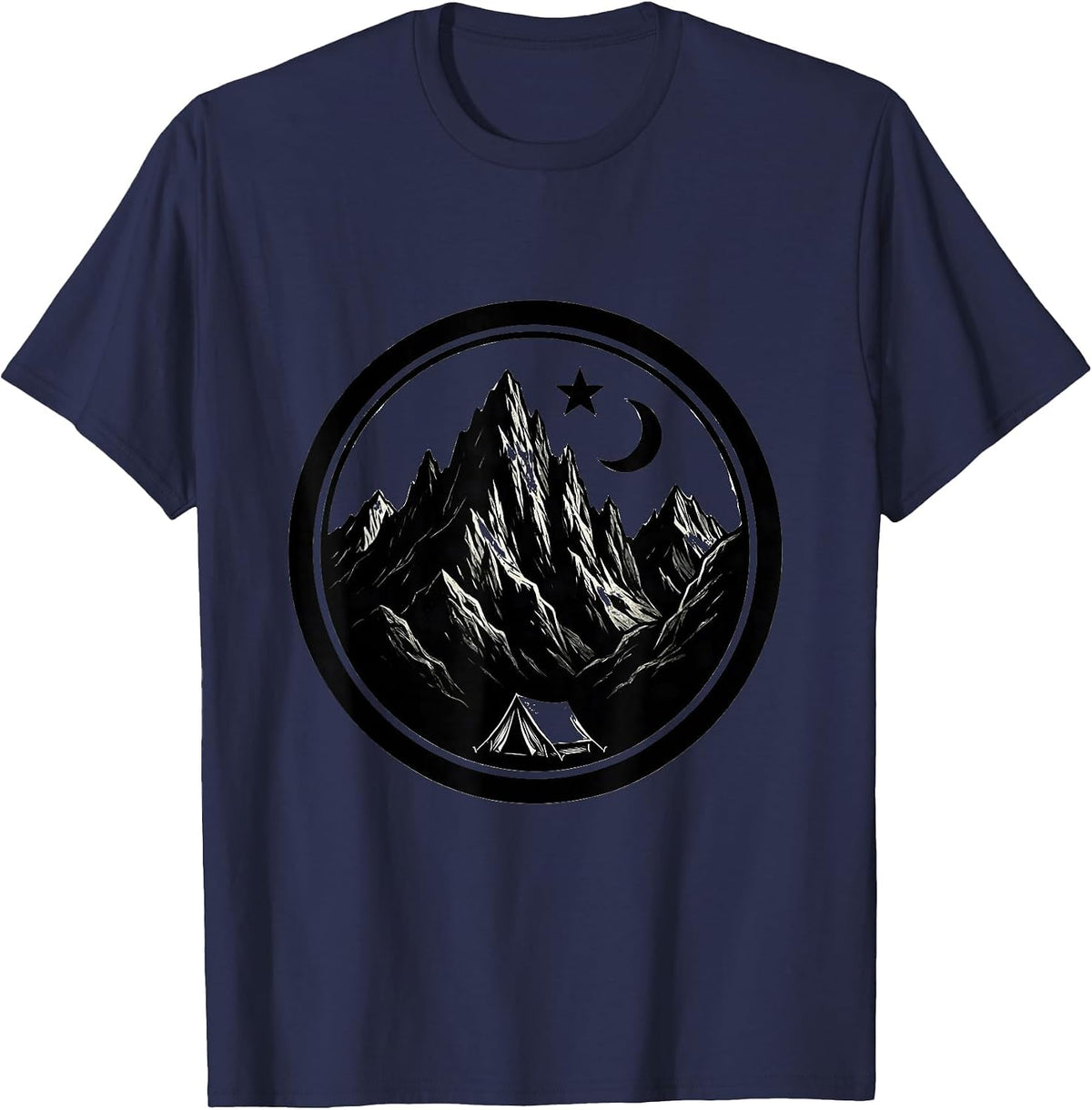 Freedom Camp Lone Tent Rocky Mountain Graphic T-Shirt - Navy Blue