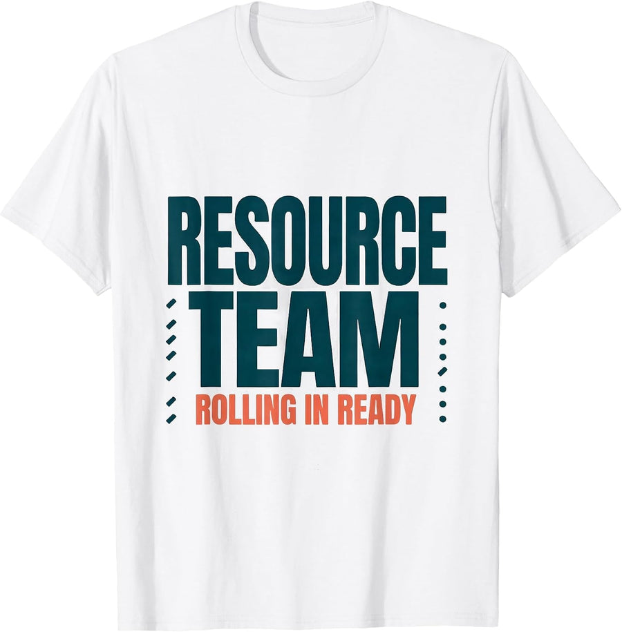 Men's Resource Team Rolling In Ready School Support Staff T-Shirt - White