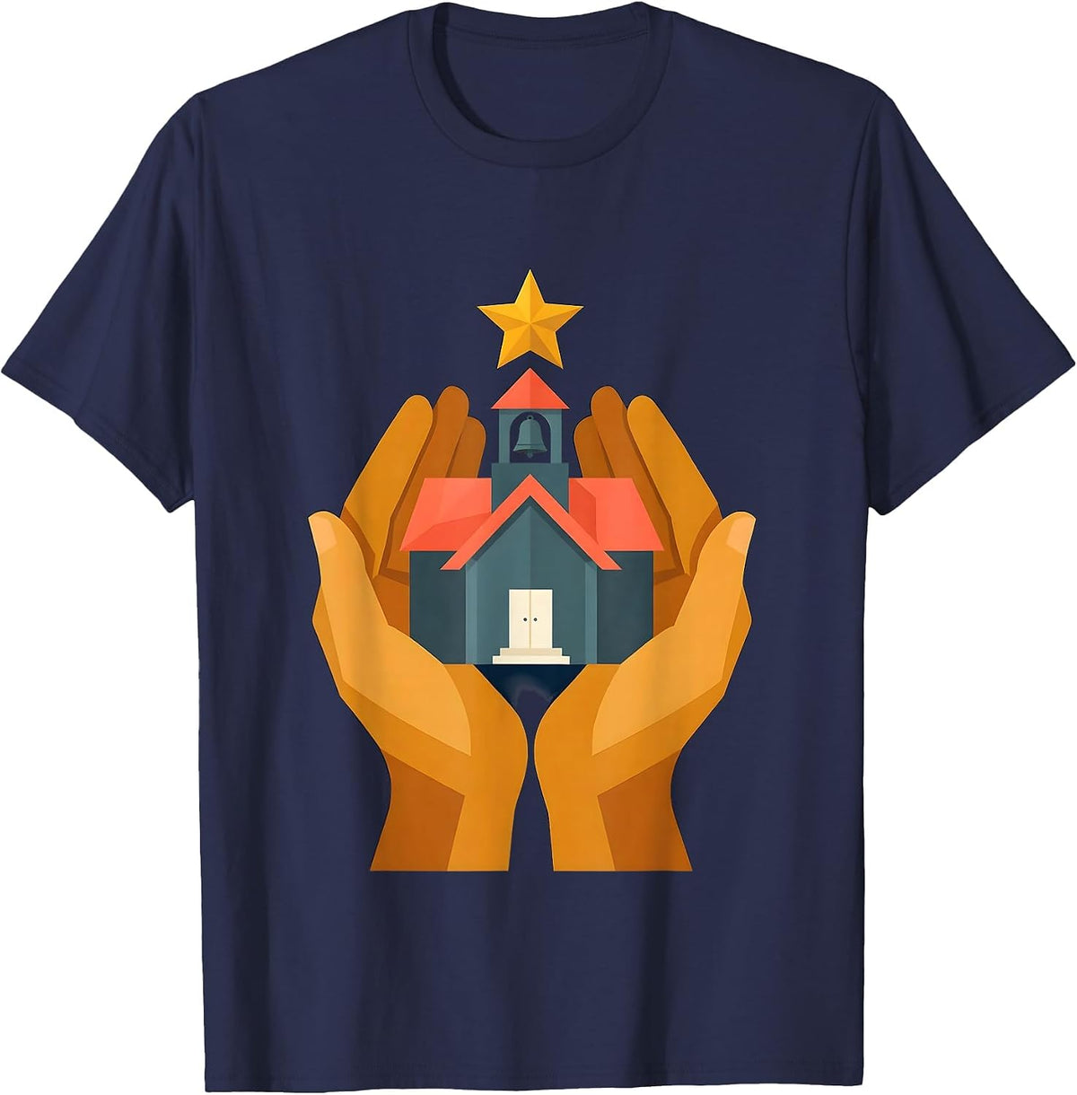 Special Education Teacher Glowing Schoolhouse Design T-Shirt - Navy Blue