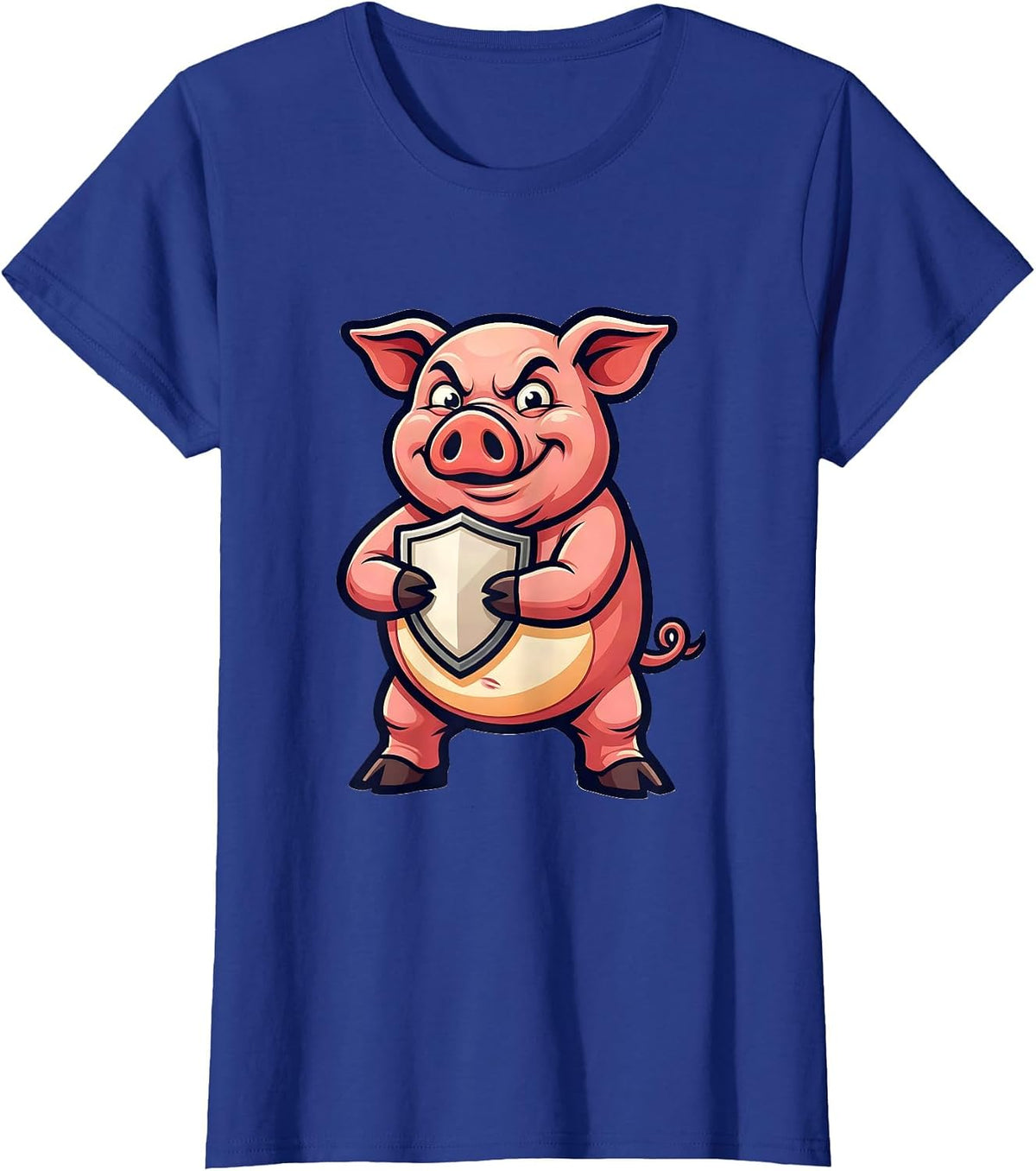 Women's Proud Pig Mascot Funny Farm Animal Lover Novelty T-Shirt - Royal Blue