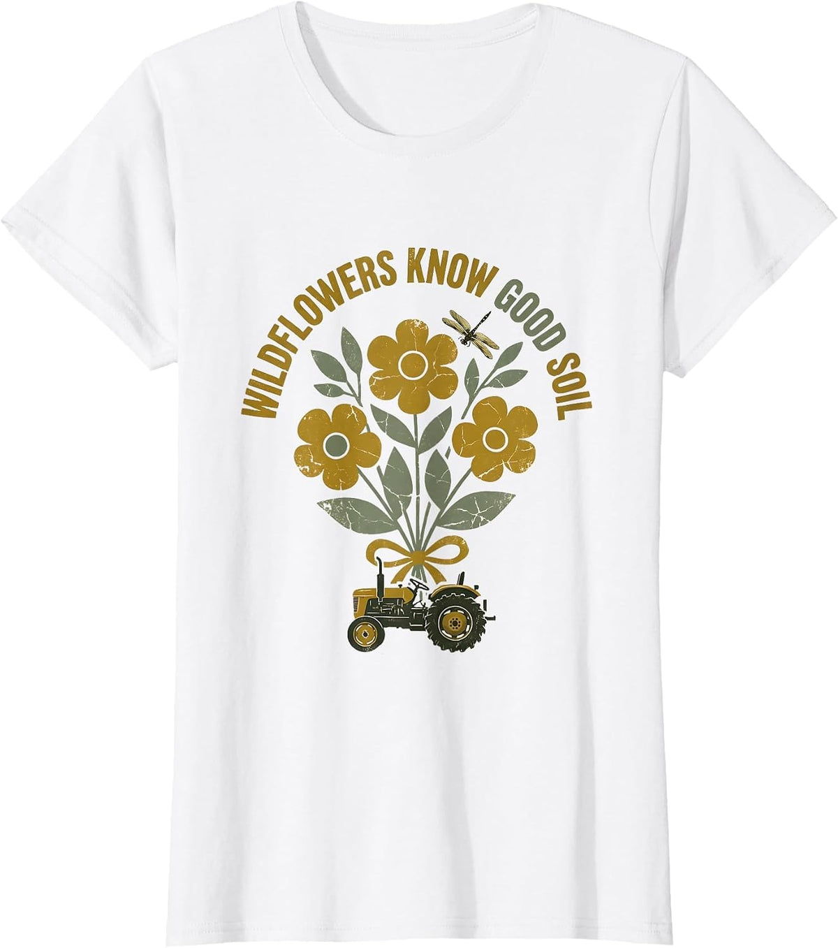 Wildflowers Know Good Soil Farmer Botanical Design T-Shirt - White