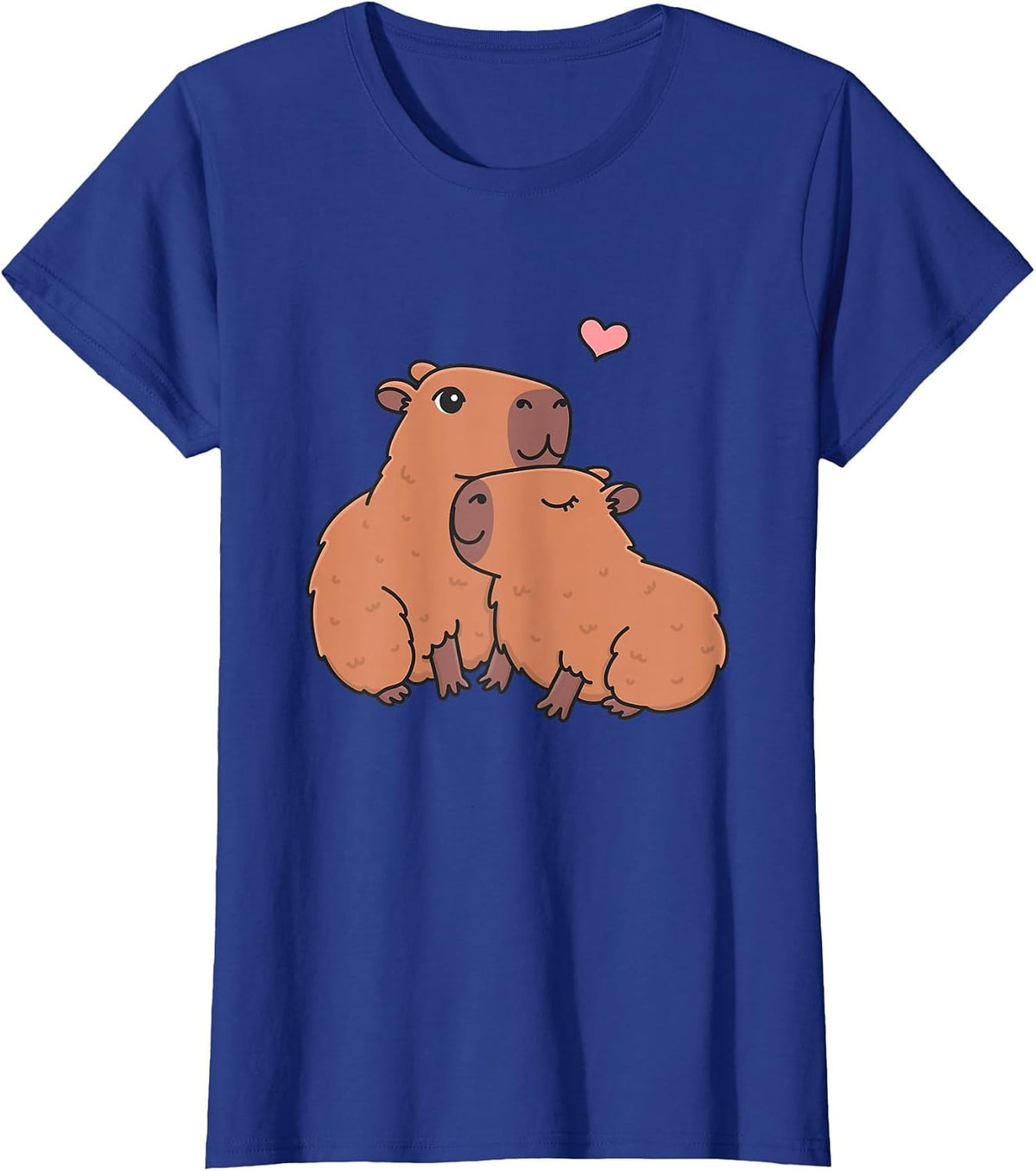 Love Heart Couple Capybara T-Shirt - Royal Blue