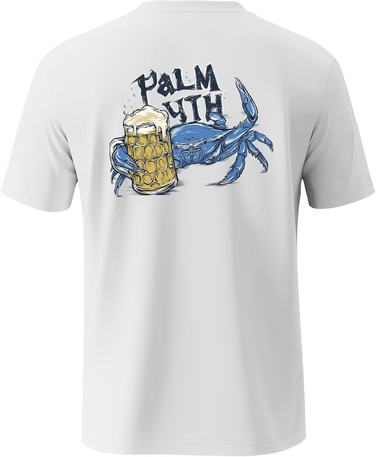 Palmyth Fishing Shirts for Men Short Sleeve UPF 50+ T-Shirt Quick Dry - White \/ Victory Crab