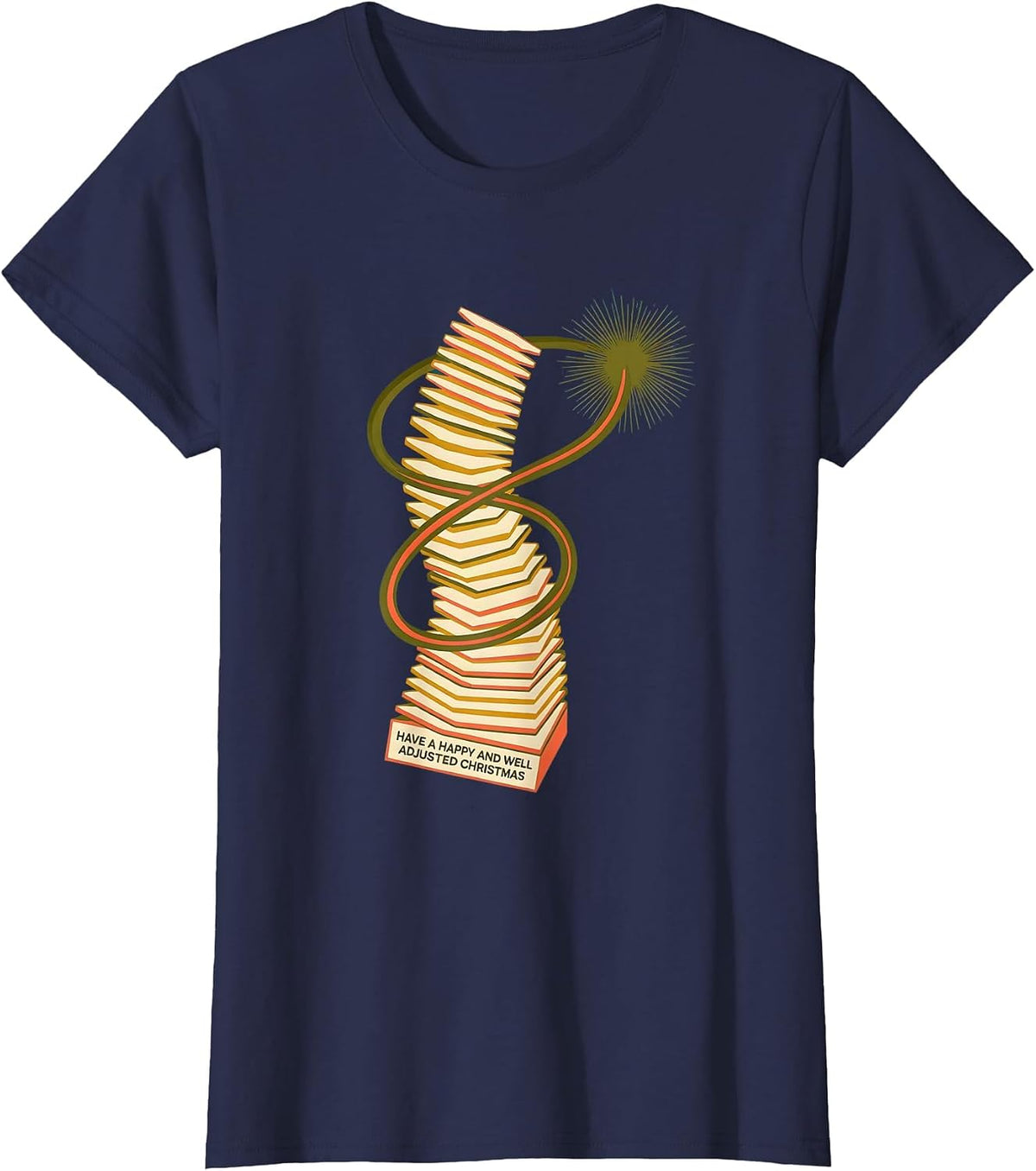 Women's Have A Happy And Well Adjusted Christmas Funny Chiropractor T-Shirt - Navy Blue