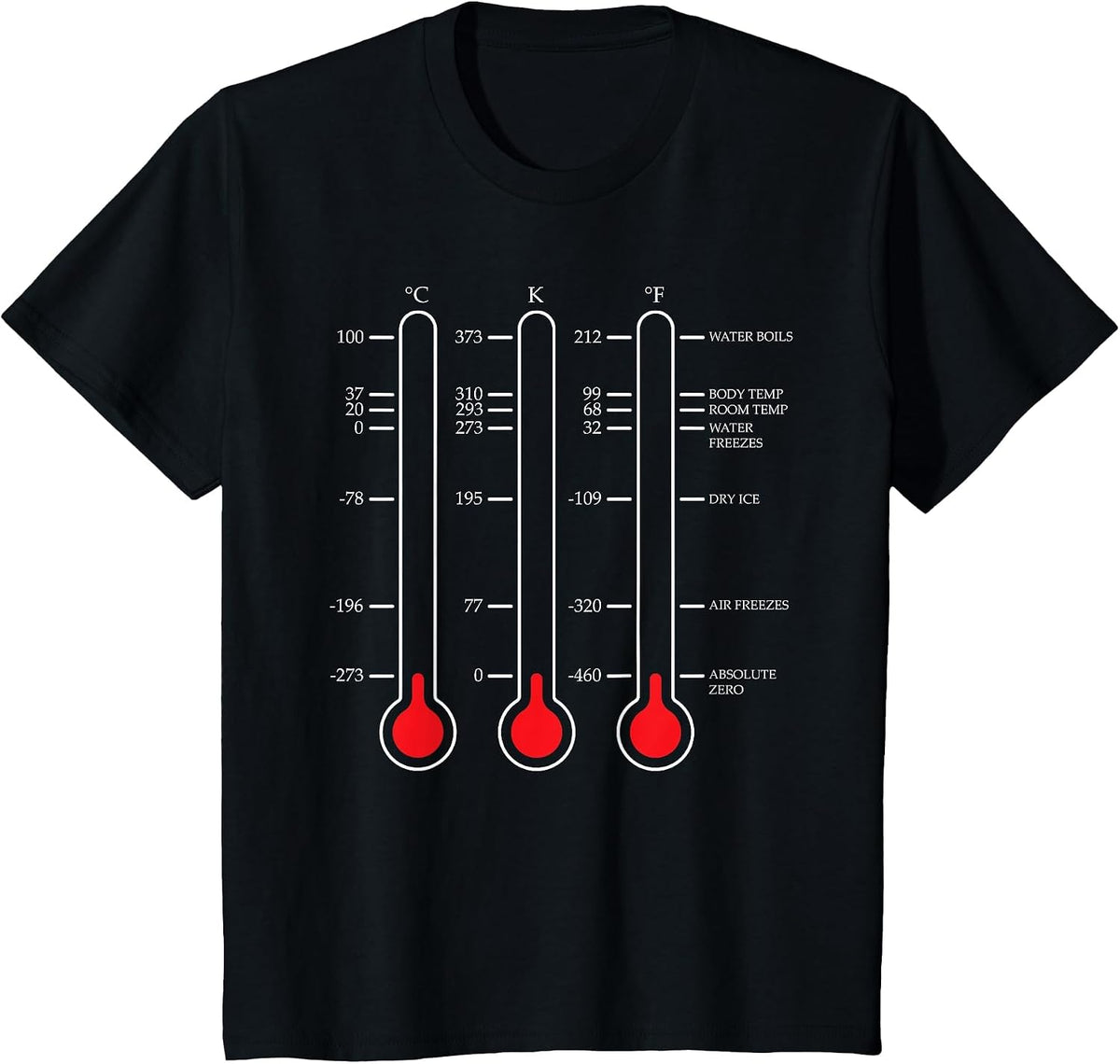 Absolute Temperature Zero Science Celsius Kelvin T-Shirt - Black
