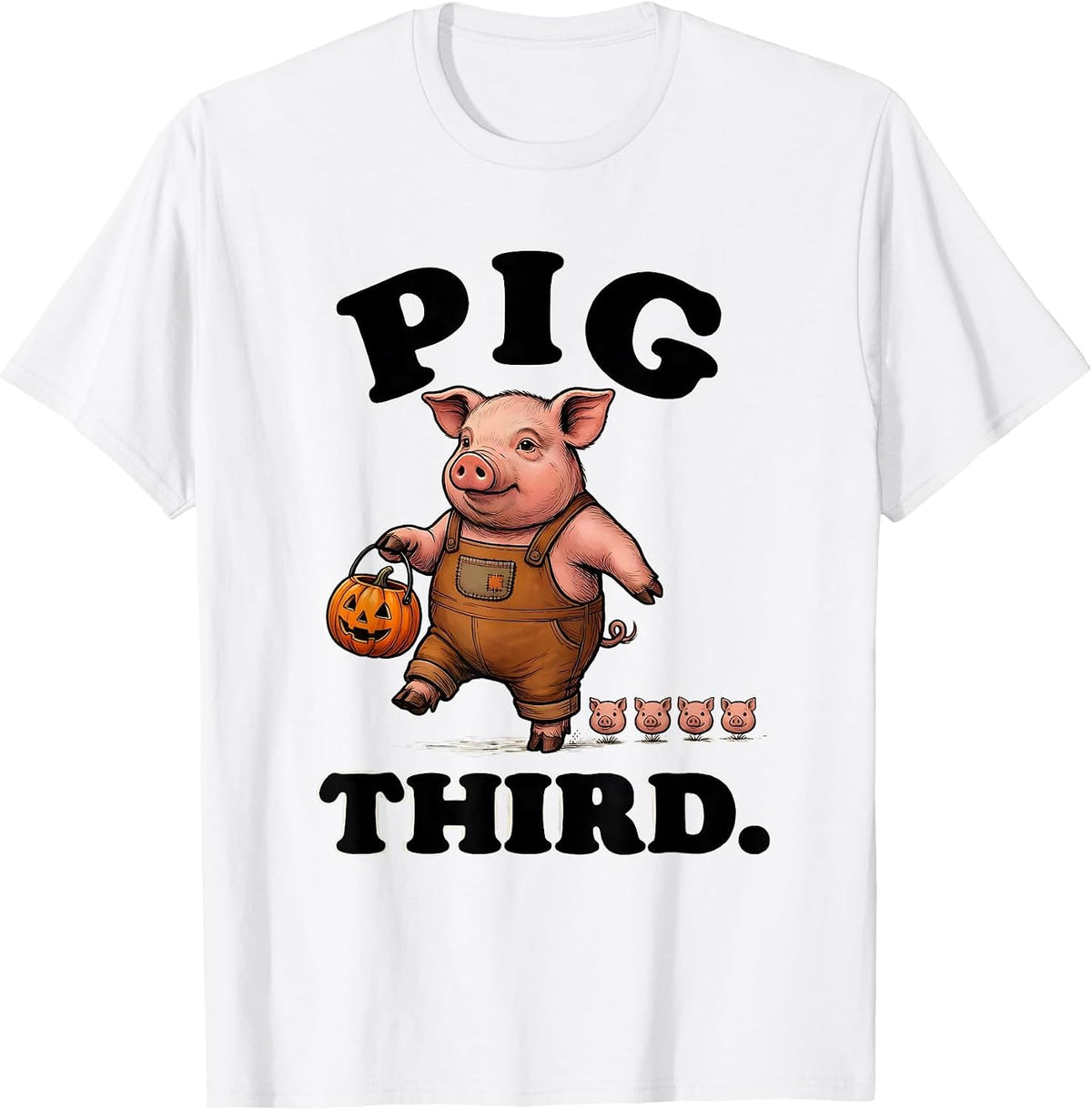 Men's Pig Third Funny Piglet Costume Pig Lover Halloween T-Shirt - White