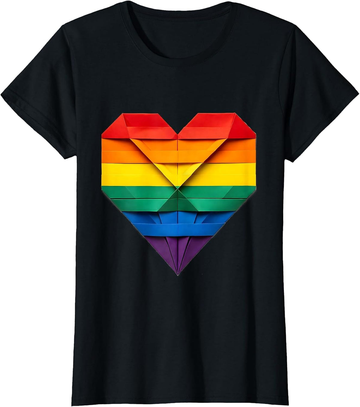Women's Pride Flag Heart Illustration LGBTQ Love Design T-Shirt - Black