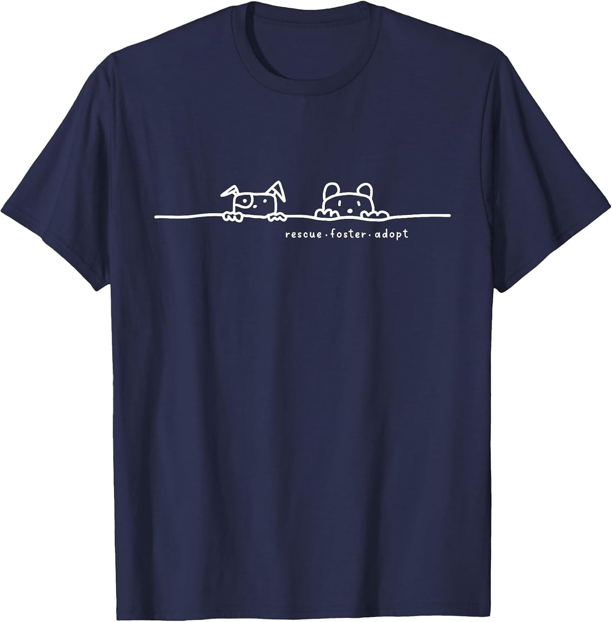Rescue Foster Adopt Cats and Dogs Art T-Shirt - Navy Blue