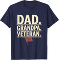 Dad Grandpa Veteran Stenciled Role-Stack Patriotic Pride T-Shirt - Navy Blue