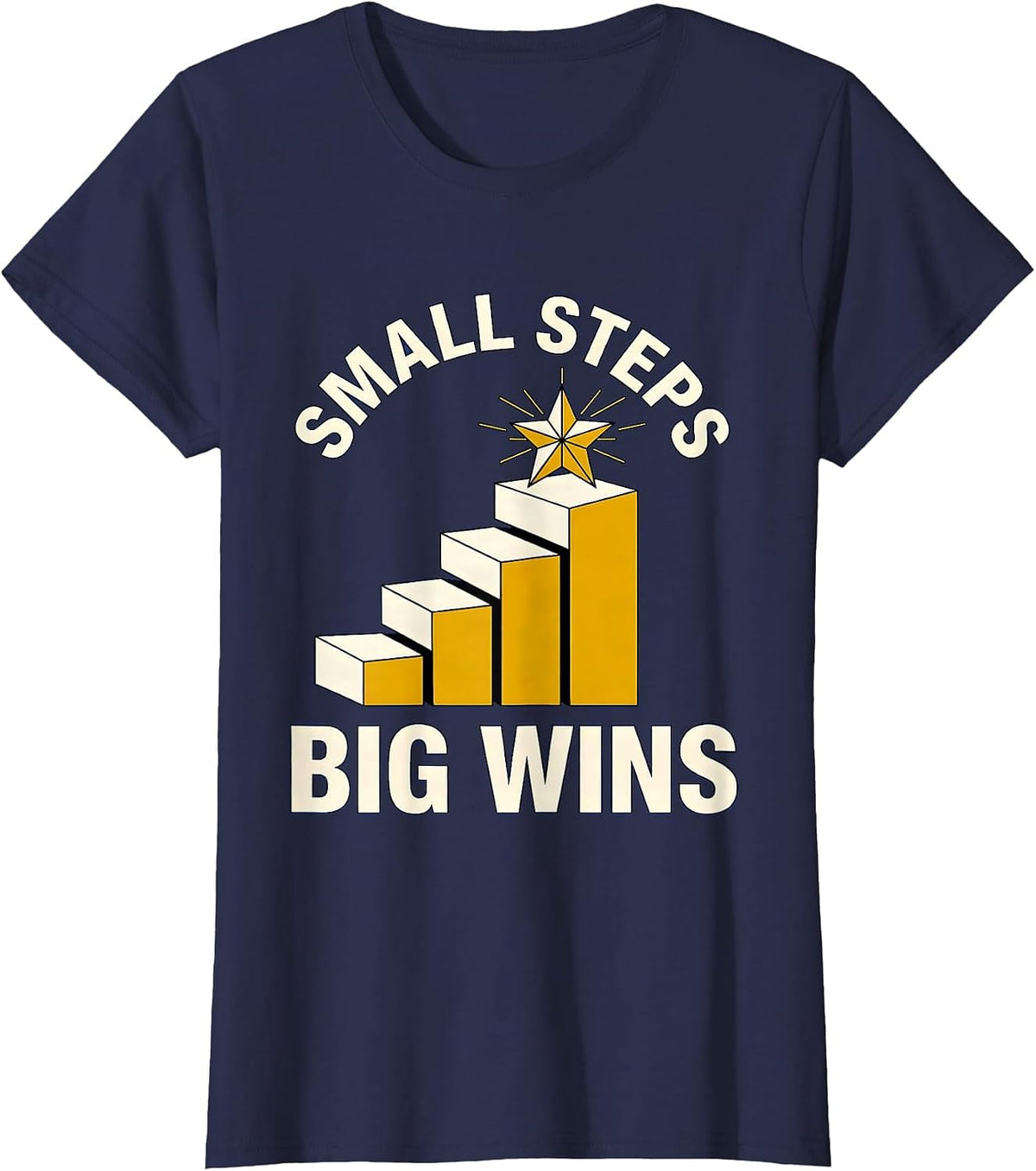 Women's Small Steps Big Wins Special Education Design T-Shirt - Navy Blue