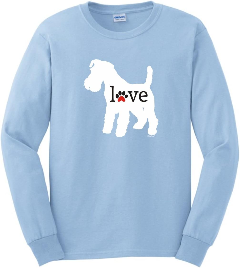 Schnauzer Love Dog Paw Prints Long Sleeve T-Shirt - Light Blue