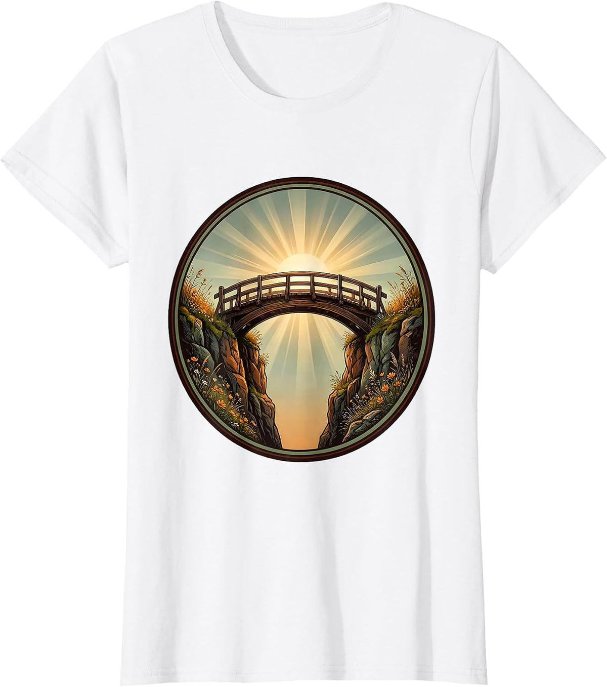 School Counselor Bridge Connecting Cliffs Graphic T-Shirt - White
