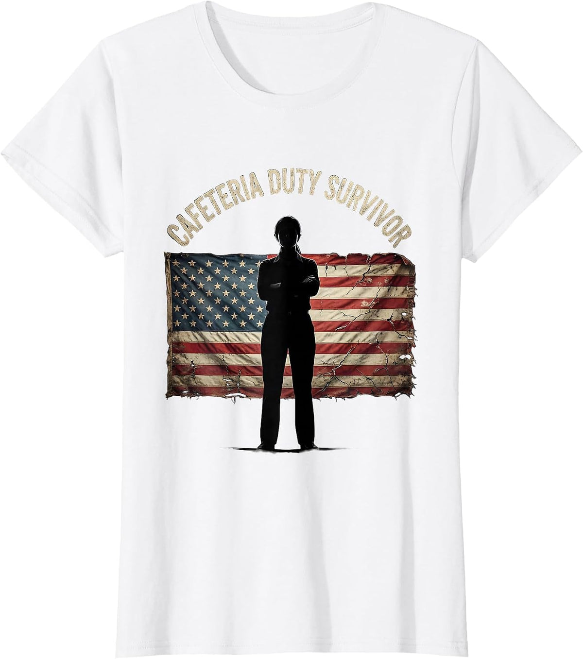 Cafeteria Duty Survivor Funny Teacher Design T-Shirt - White