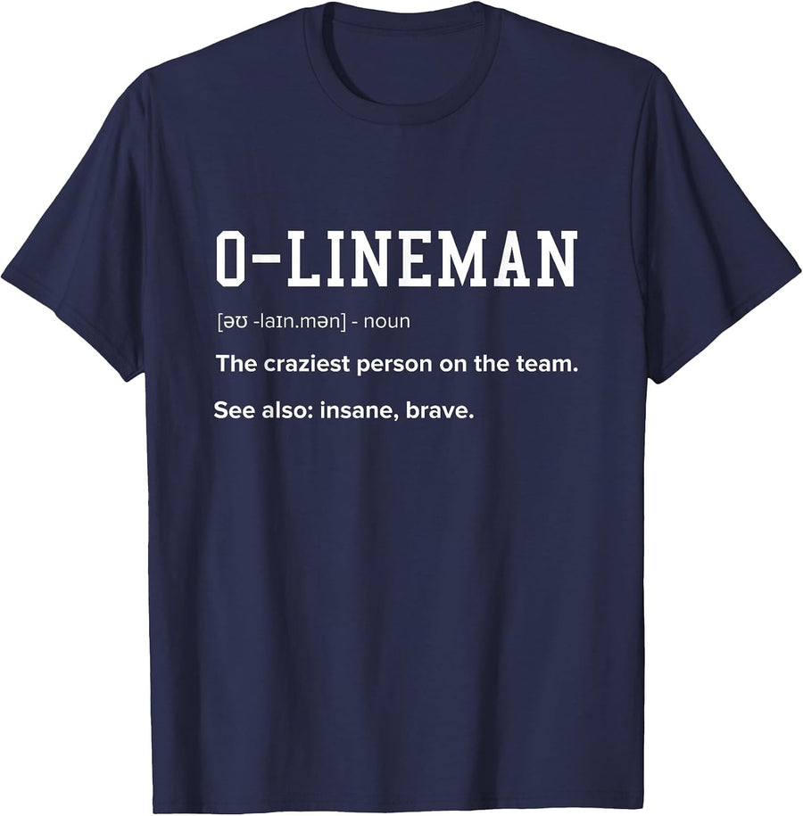 Offensive Lineman Definition Funny Football Lineman for Men T-Shirt - Navy Blue