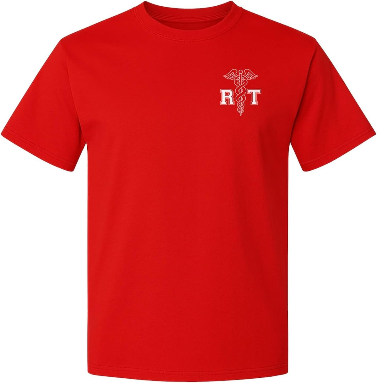 Respiratory Therapist T-Shirt, RT Caduceus Pocket Design for Pulmonology Professionals - Red