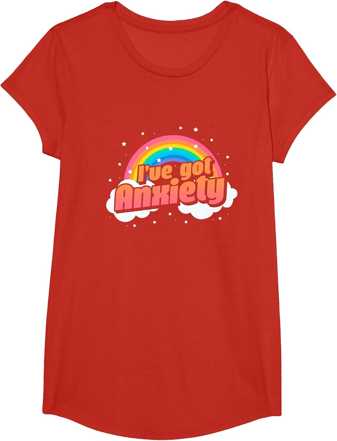 I've Got Anxiety Anxious Rainbow T-Shirt - Girls Red