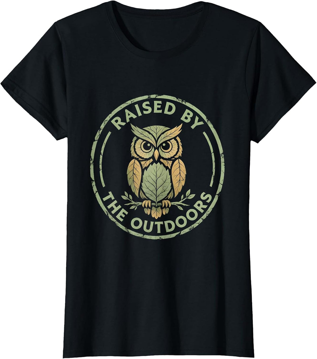 Raised by the Outdoors Nature Lover Design T-Shirt - Black