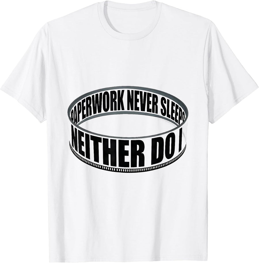 Men's Paperwork Never Sleeps, Neither Do I Funny SPED Teacher T-Shirt - White