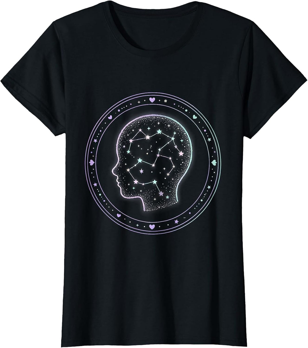 Women's Autism Constellation Mind Map Graphic T-Shirt - Black