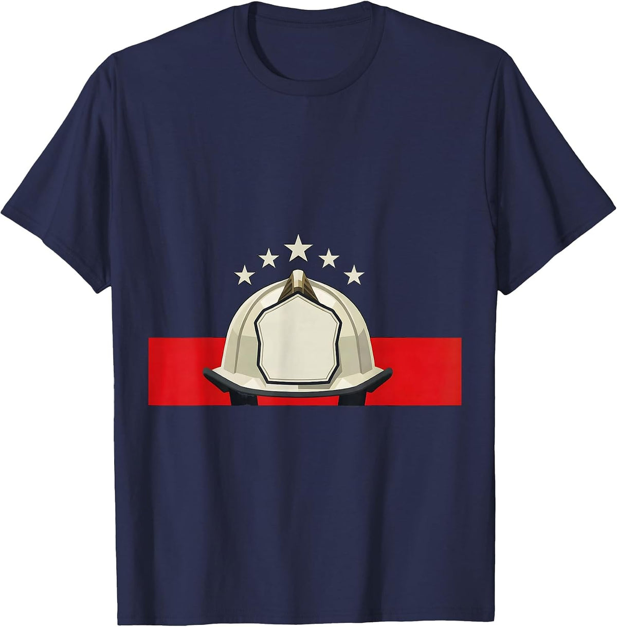 Geometric Firefighter Helmet Fire Service Pride Tribute T-Shirt - Navy Blue