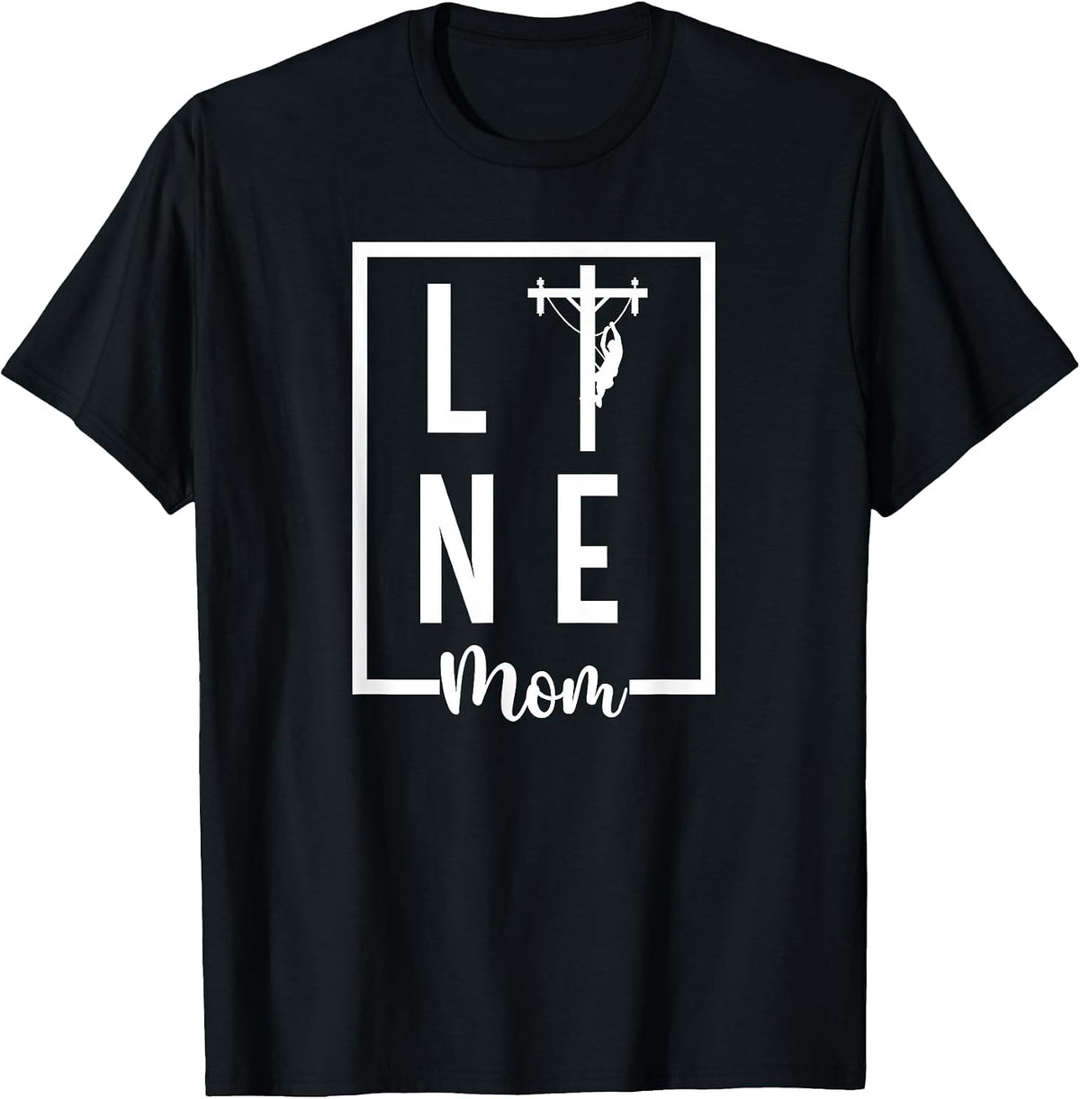 Line Mom Lineman Mom of A Lineman Mama Line Mother T-Shirt - Black