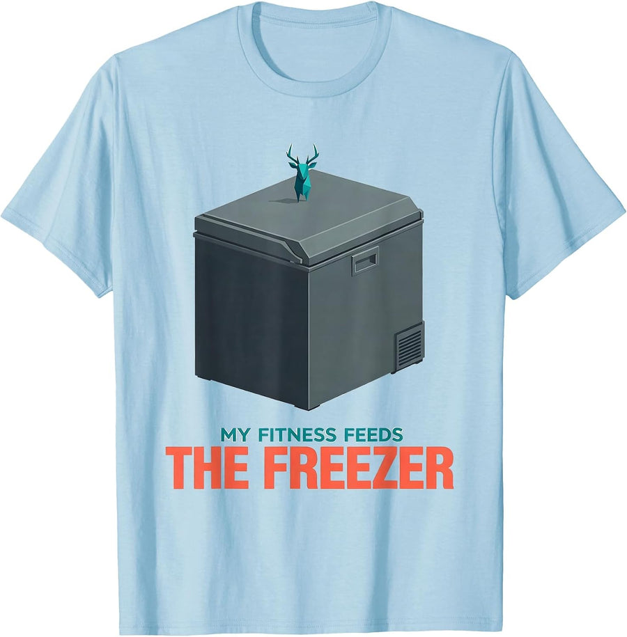 Men's My Fitness Feeds The Freezer Funny Hunting Dad Deer Hunter T-Shirt - Baby Blue