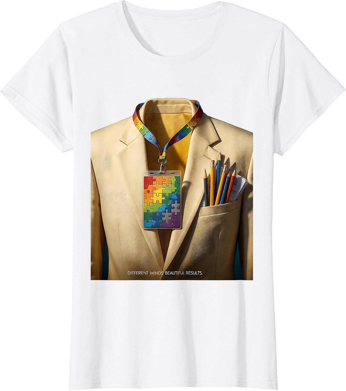 Different Minds Beautiful Results Sped Teacher Design T-Shirt - White