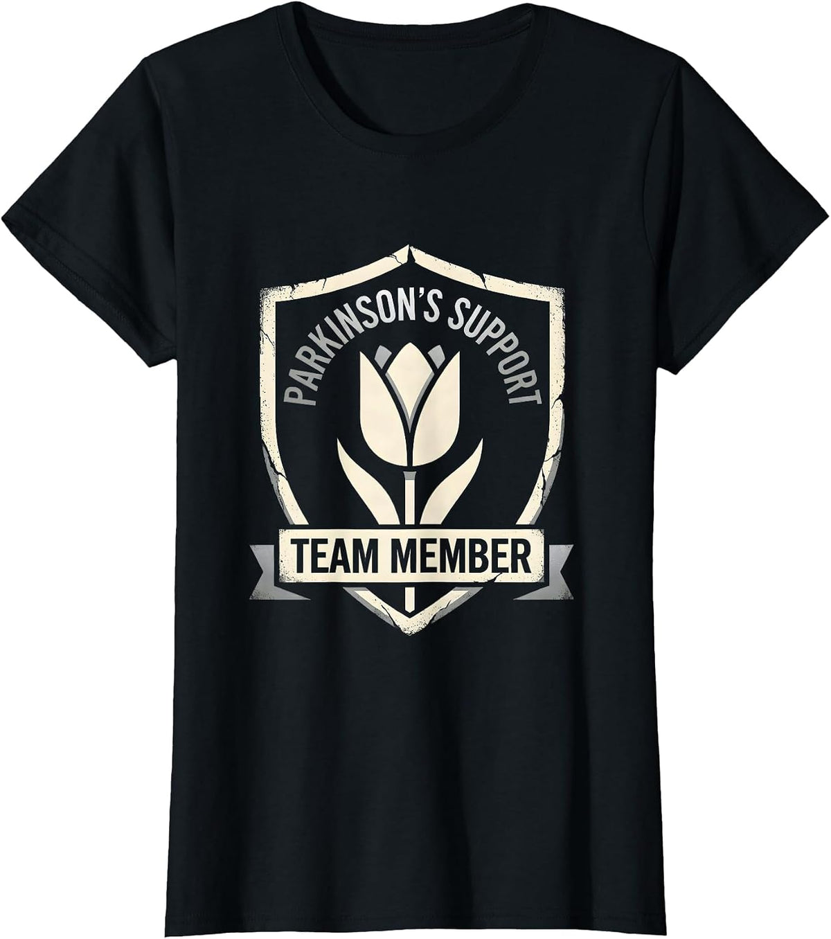 Parkinson's Support Team Member Awareness Support Ribbon T-Shirt - Black