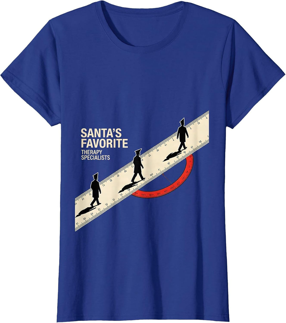 Women's Santa's Favorite Therapy Specialists Funny Physical Therapy T-Shirt - Royal Blue