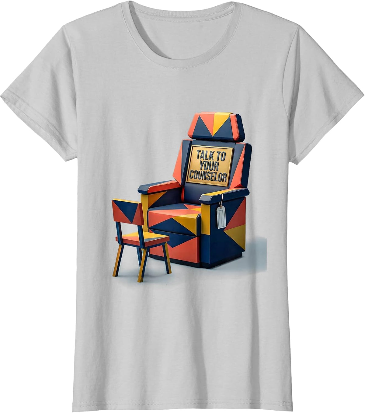 Women's Talk To Your Counselor Geometric School Counselor T-Shirt - Silver Grey