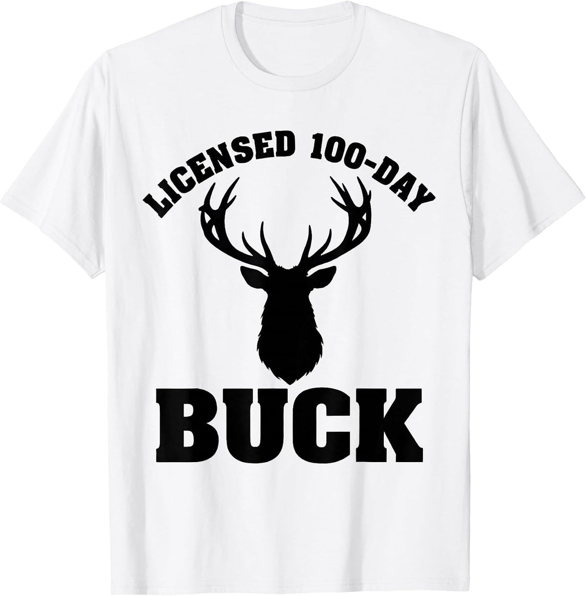 Men's Licensed 100-Day Buck Camo Deer Hunting Boys 100th Day T-Shirt - White