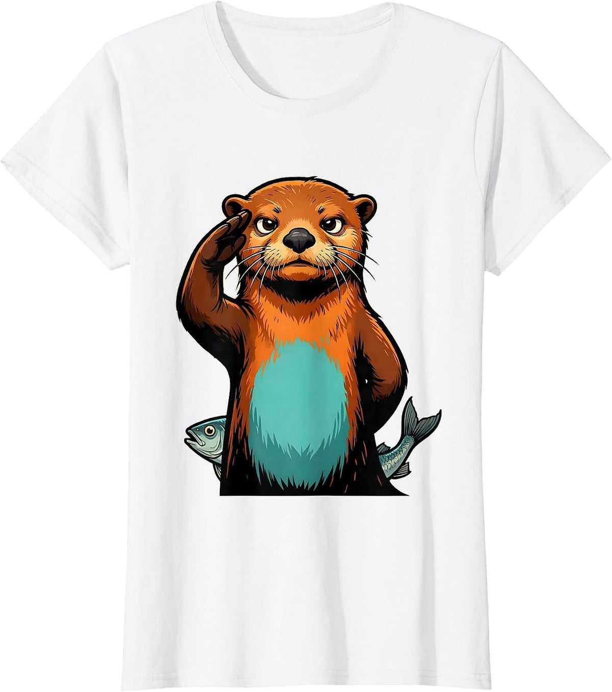 Sea Otter Cartoon Funny Otter Lover Gift T-Shirt - White