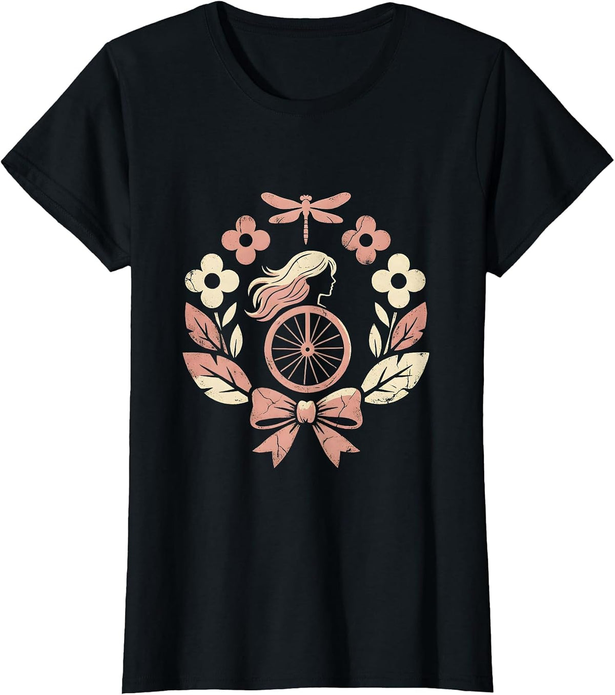 Freedom Rider Bicycle Sunset Graphic Tee T-Shirt - Black