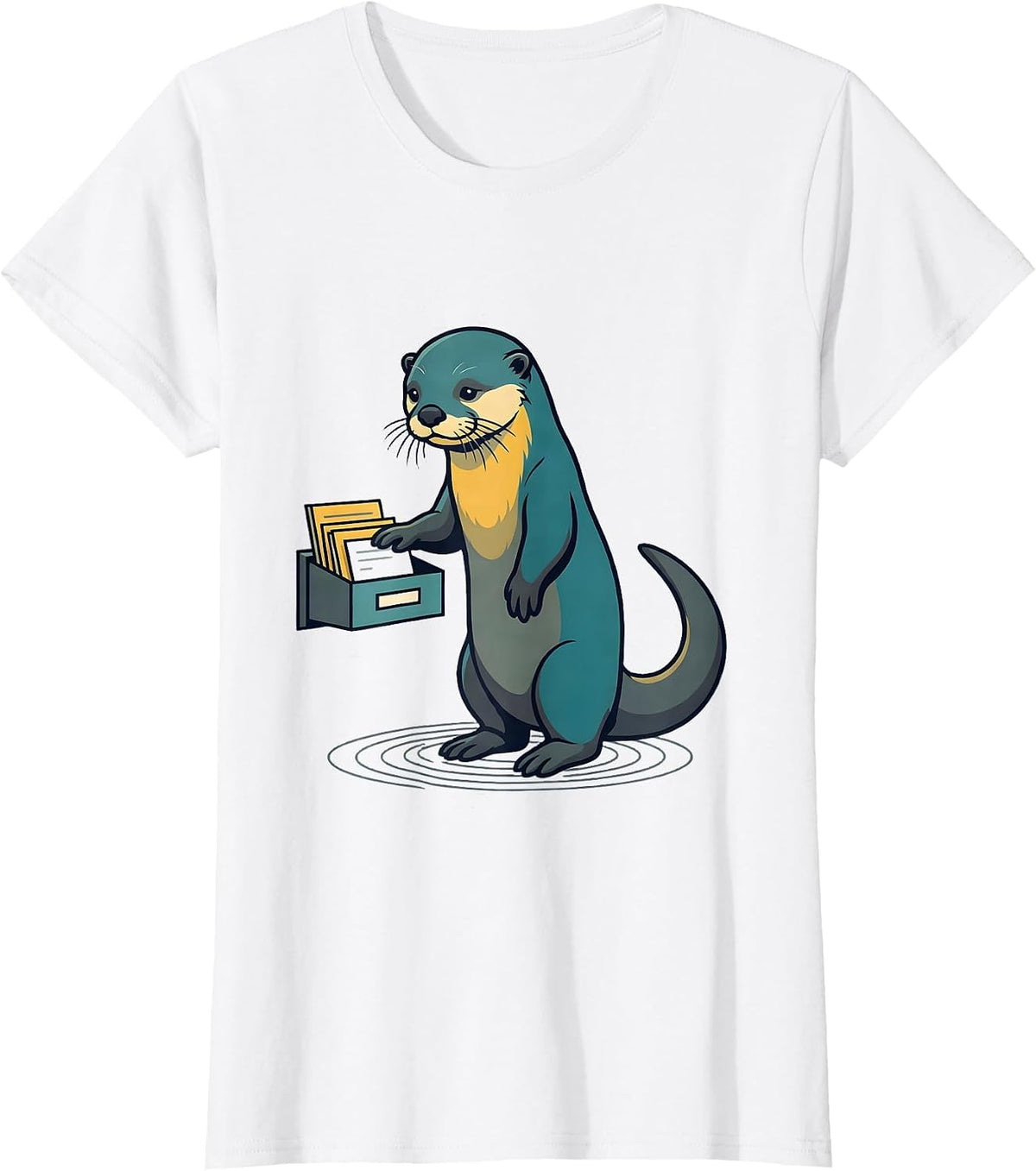 Otter Inbox Tray Flat Vector Funny Sea Animal Lover T-Shirt - White