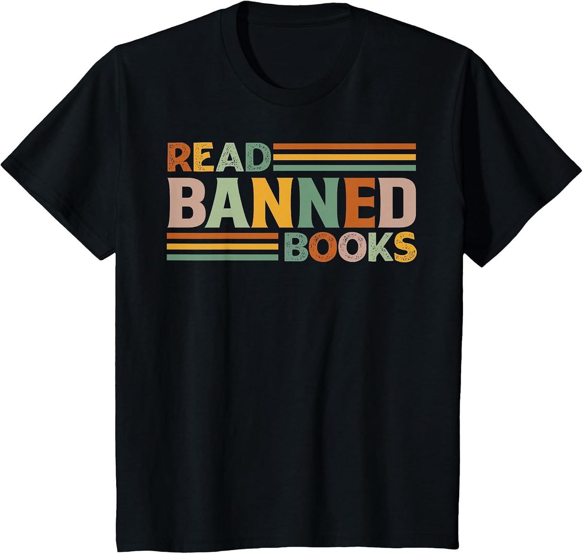Read Banned Books Retro Stripes Librarian Reader T-Shirt - Black