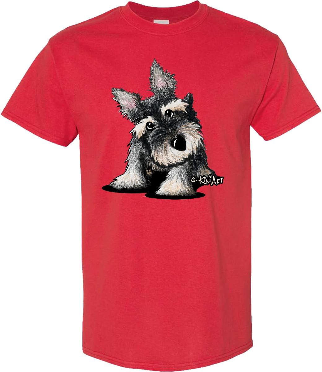 inktastic Curious Schnauzer Adult T-Shirt - KiniArt - Red