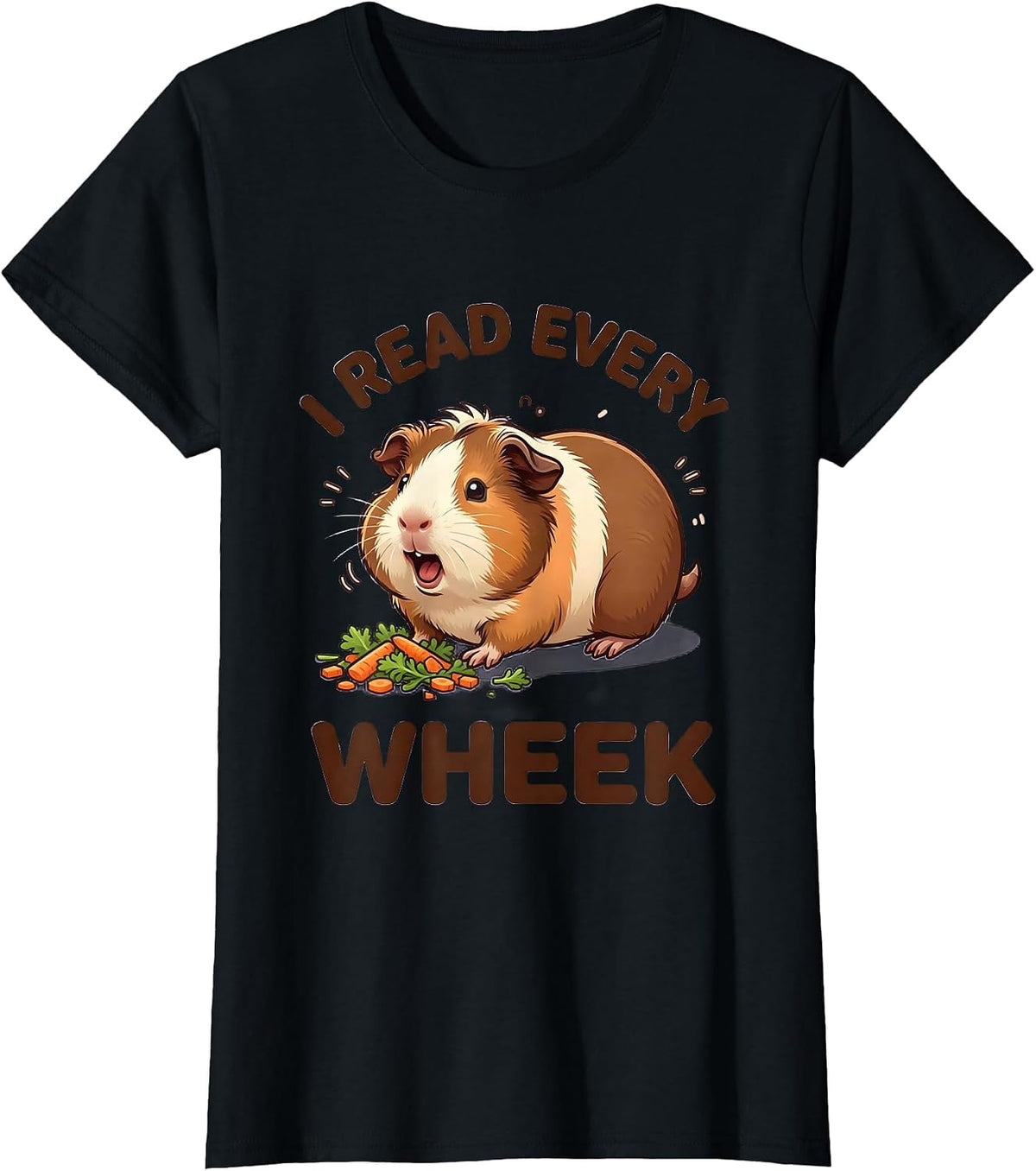 I Read Every Wheek Cute Kawaii Guinea Pig Lover Humor T-Shirt - Black