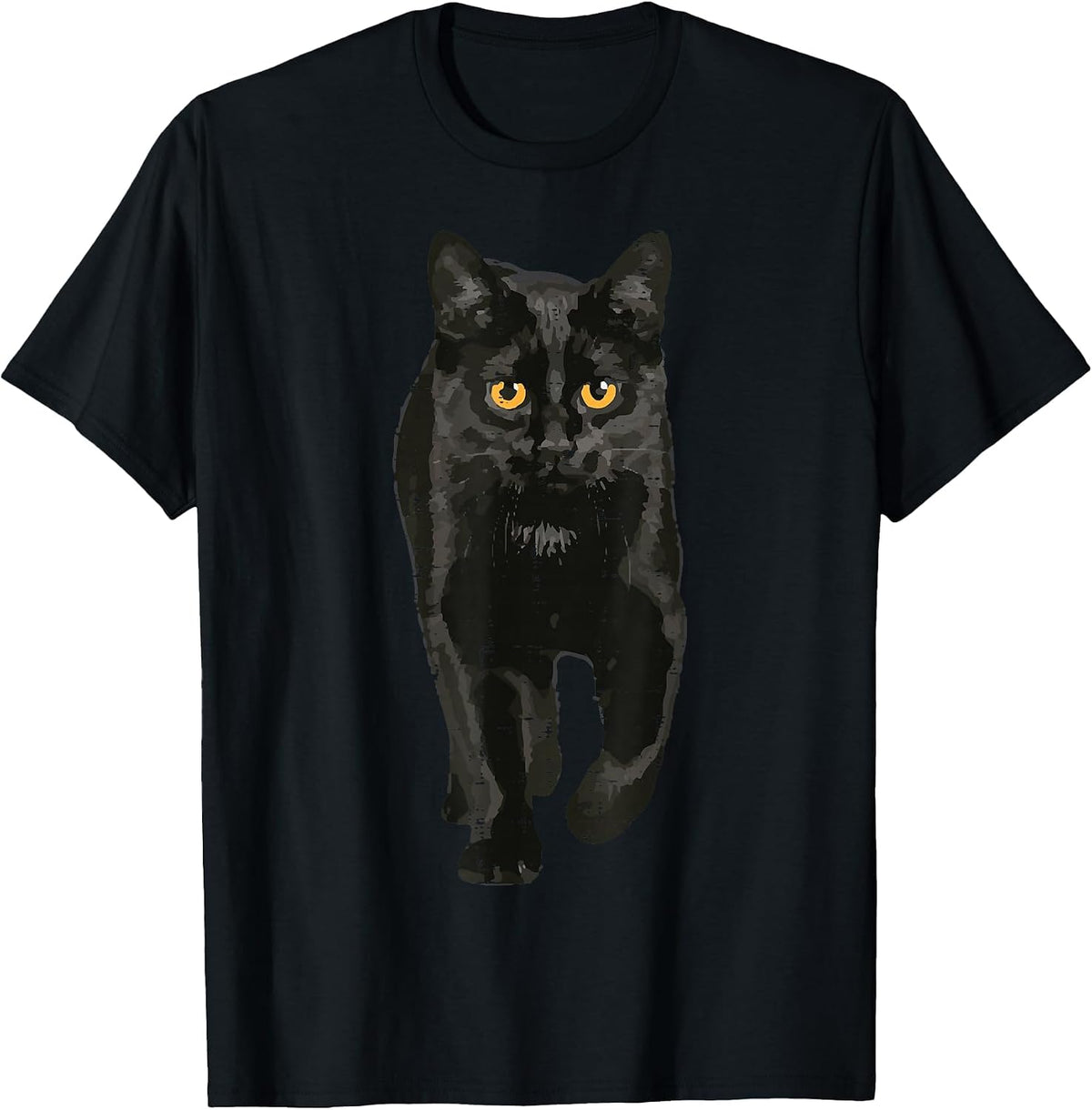 Black Cat Walking Kitten Kitty Halloween Scary Men Women Kid T-Shirt - Black