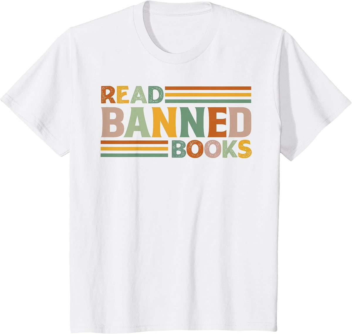 Read Banned Books Retro Stripes Librarian Reader T-Shirt - White