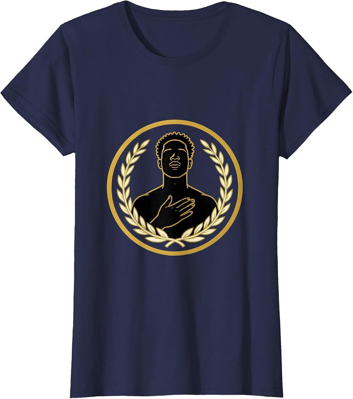 Women's Black Identity Pride Emblem Self Love Statement T-Shirt - Navy Blue