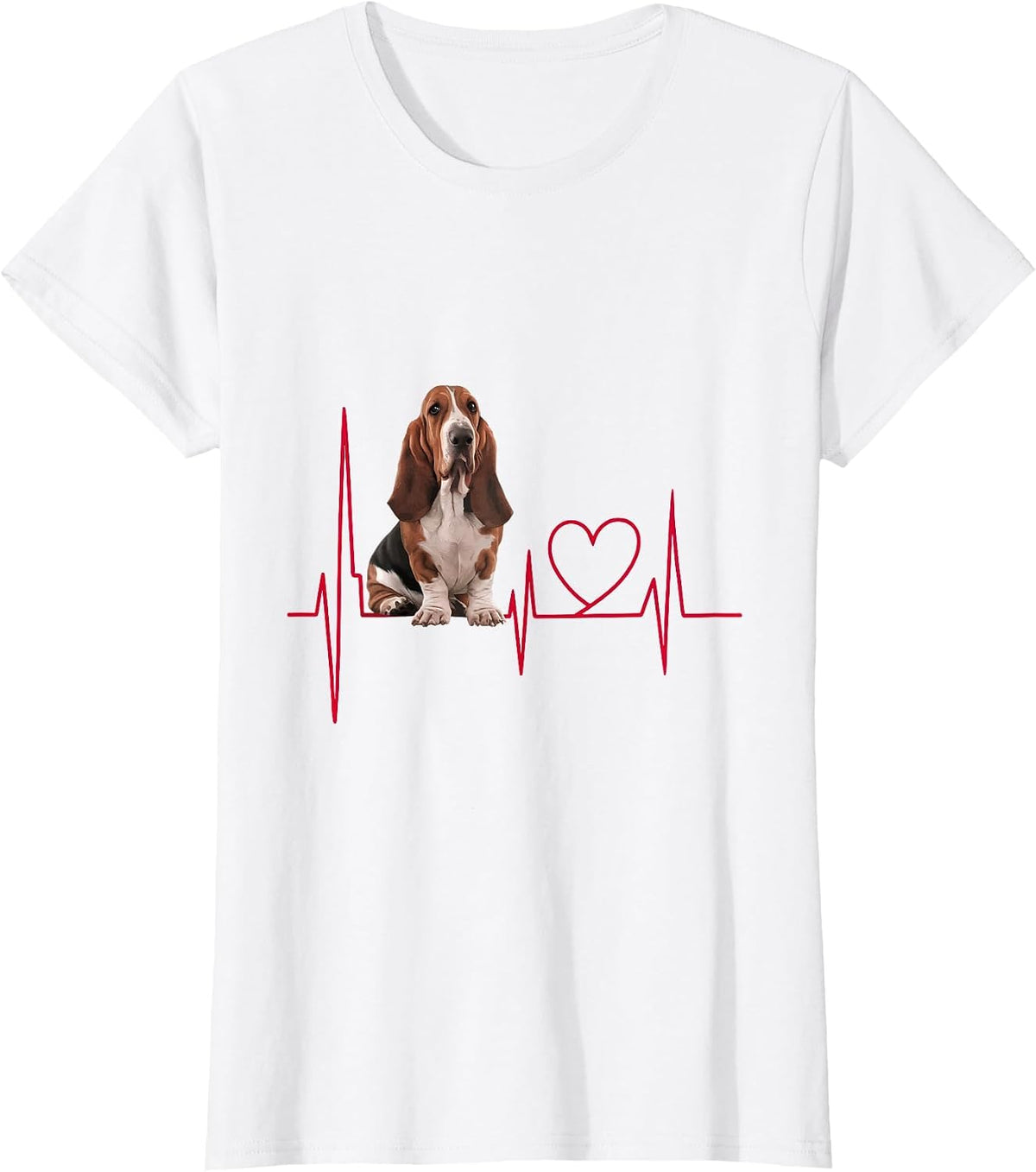 Heartbeat Basset Hound Dog T-Shirt - White