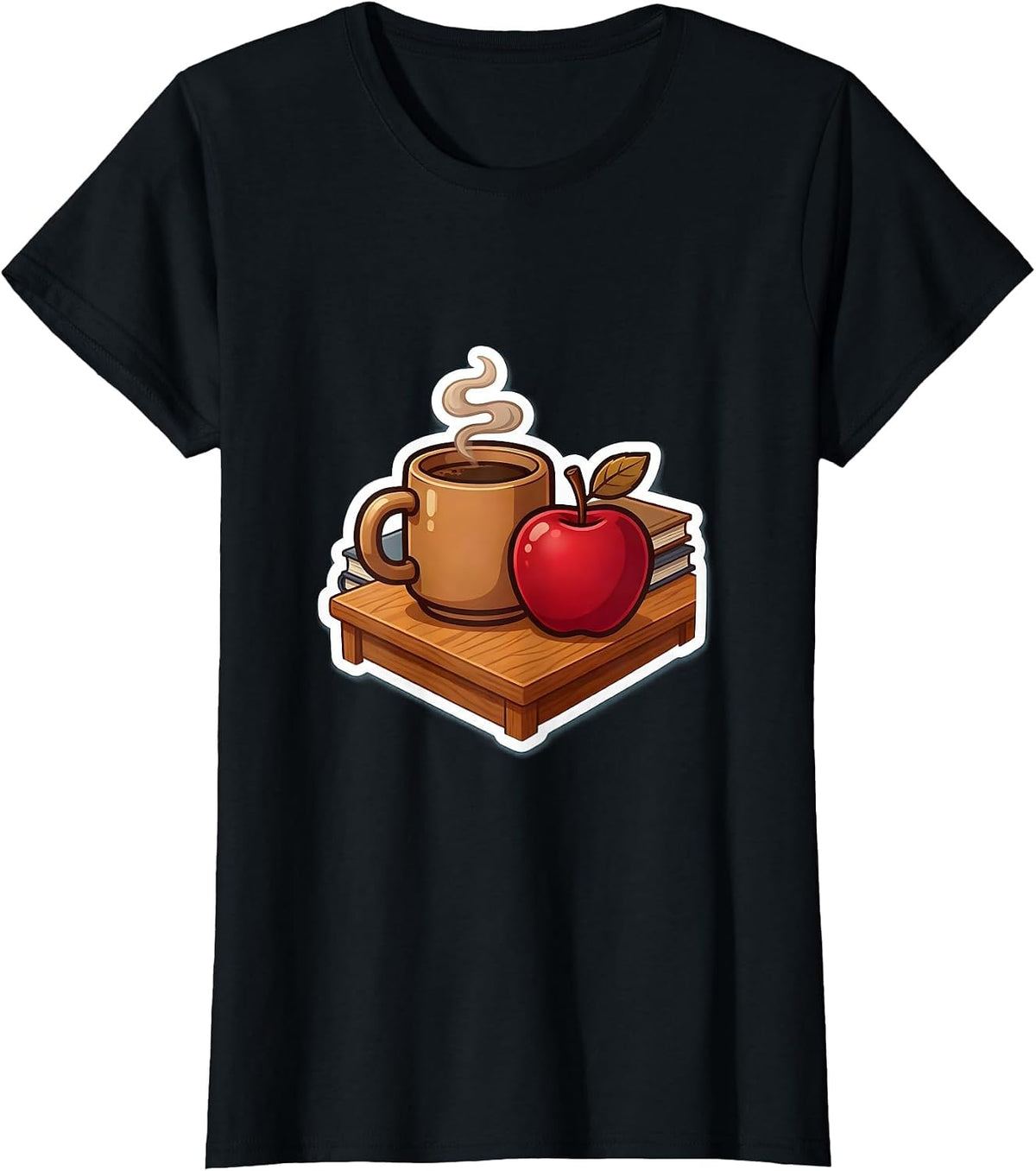 Sped Teacher Desk Coffee Mug Apple Illustration T-Shirt - Black