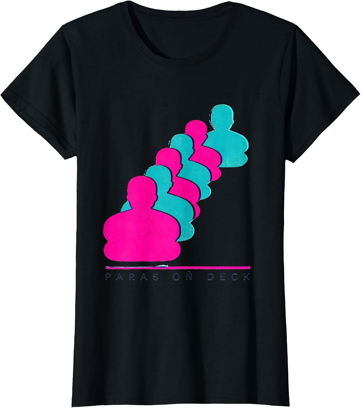 Women's Paras On Deck Funny Teacher Messy Bun Work T-Shirt - Black